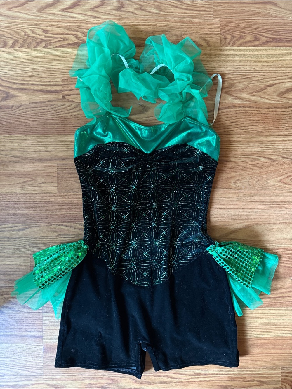 Green and Black Costume Romper